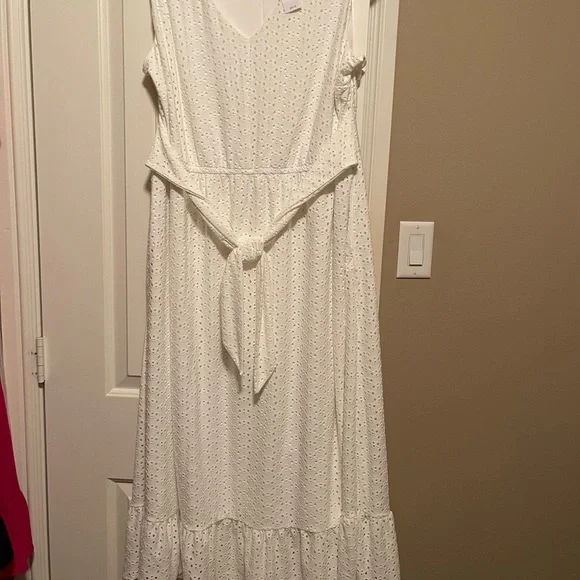 lane bryant white dress Off The Shoulder Pom Poms Plus Size 26/28 4X Don't Sleep On Lane Bryant